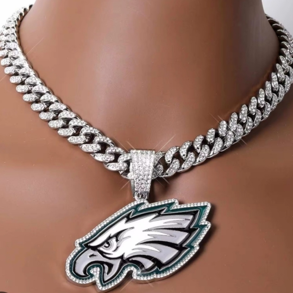 Eagles Football Helmet Or Eagle Pendant Necklace 20 Or 24 Gold Or Silver - Picture 4 of 7